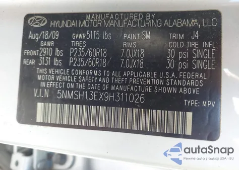 2009 Hyundai Santa Fe Se from USA, damaged, VIN 5NMSH13EX9H311026